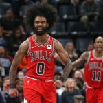 Chicago Bulls guard Coby White (0) reacts during the second half against the Memphis Grizzlies at FedExForum.